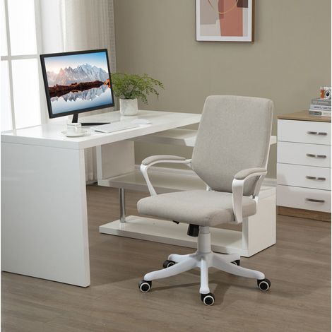 Sedia da ufficio ergonomica con supporto lombare, altezza regolabile, 120 kg, beige DESVIAE (1/5)