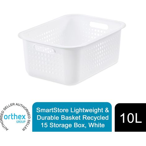 SmartStore Lightweight & Durable Basket Recycled15 Storage Box 10L, White (1/5)