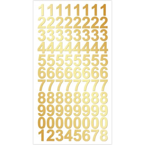 Autocollants numérotés faciles à applique 15 × 10mm, or brillant, 88chiffres adhésifs de qualité supérieure, autocollants numérotés et numéros de 0 à 9, résistants à l'eau et aux intempéries, idéaux