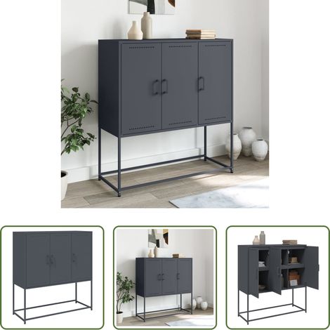 Buffet haut -  Buffet haut anthracite 100,5x39x107 cm acier (1/5)