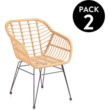 Pack 2 sillas de exterior Zaza Rattan 56cm (ancho) x 82cm (alto) (1/5)