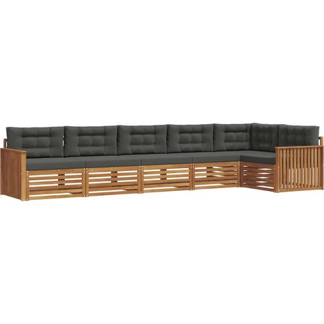 Set di divani da esterno con cuscino 6 pcs Naturale e Antracite vidaXL