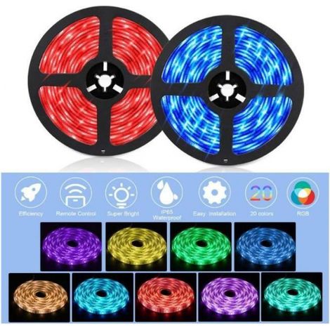 Ruban LED - Bluetooth - 10 M - 300 LEDs 5050 RGB - IP65 - Contrôle App Smartphone (1/4)