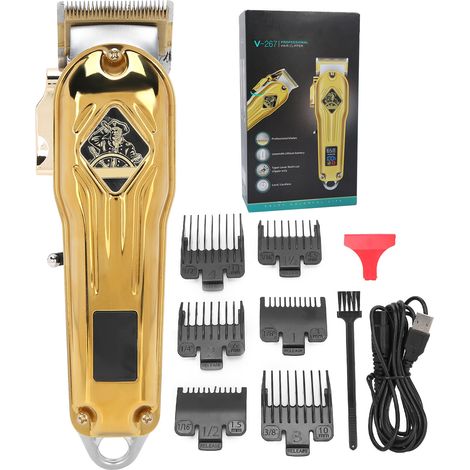 Tondeuse Cheveux Électrique VGR Affichage LED Machine à Couper Outil de Coiffure Doré (1/5)