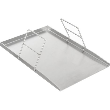Plaque à griller inox - 45x30 cm - 2 poignées - Passe au lave-vaisselle - Pour viande, poisson, barbecue, camping - Sans assemblage