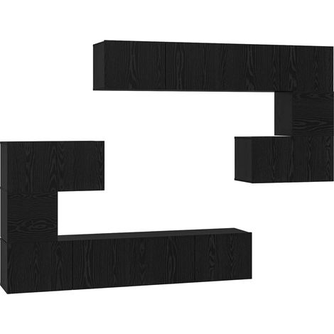 Maison Exclusive - TV-Schrankset 8 pcs Schwarz Eichen-Optik Holzw