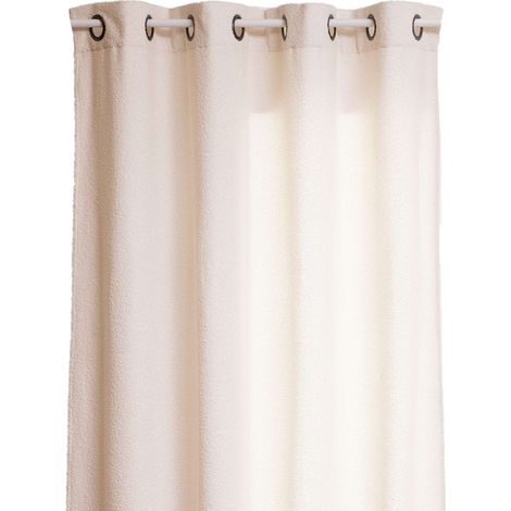 Atmosphera – Rideau à œillets en bouclette unie couleur ivoire – Dimensions 140x260 cm – 8 œillets métal de 4,5 cm – Pour intérieur élégant