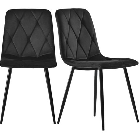 Pack de 4 sillas de comedor negras de terciopelo con patas de metal (1/5)
