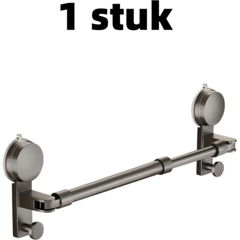 Barre de rangement télescopique 1 pièce avec ventouse, porte-serviettes multifonction pivotant, fixation murale sans perçage, 40,5 × 13,5 cm, support pour salle de bain, gris (1/5)