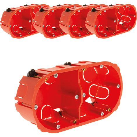 Lot de 5 boîtes d'encastrement placo double entraxe 71mm - Rouge - Zenitech