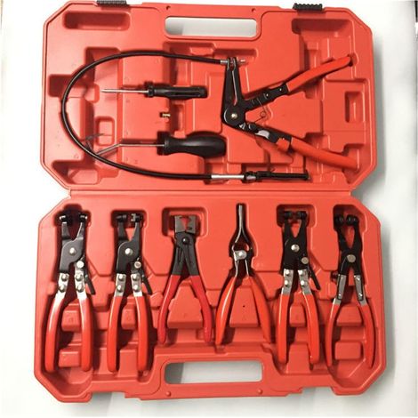 Ensemble d'outils à Main utiles 9 pièces Collier de Serrage Flexible Pinces Ensemble mâchoire pivotante Bande coudée Plate Outils Automobiles Foret