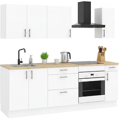 Dmora - Komplette Küche Silphora, Moderne Küchenkomposition, Modular Set für Küche, Funktionelle Küchenlösung, Weiß und Eiche
