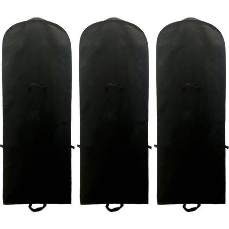 [Juego de 3] Funda transpirable de 180 cm para prendas largas y vestidos de novia, para vestidos, trajes, abrigos, chaquetas, etc., color negro (1/5)