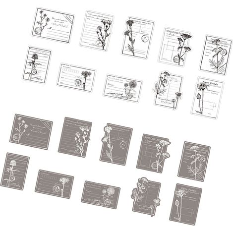 20 autocollants décoratifs pour manuel, motif fleurs et plantes, noir et blanc, à faire soi-même, marguerite
