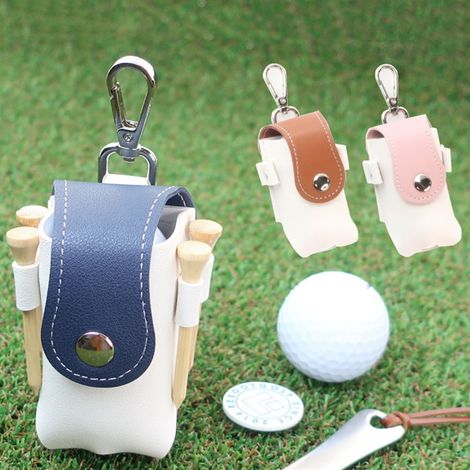 Pochette porte-tees de balle en cuir PU, étui de rangement, porte-outil à divots, sac banane portable pour accessoires de sport (1/5)