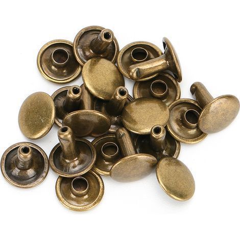 Packung mit 200 Doppelkopf-Rundschaftnieten, Eisennieten für Jeans, Lederschuhe, Taschen, Kleidung, 10 x 10 mm, Bronze (1/5)