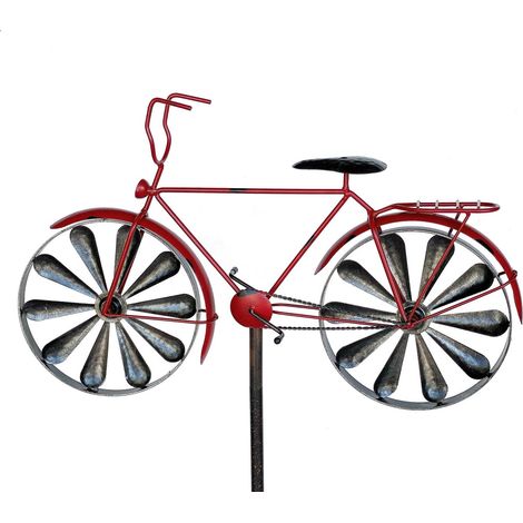 DanDiBo Gartenstecker Metall Fahrrad XL 160 cm Rot 96100 Shabby Windspiel Windrad Wetterfest Gartendeko Garten Gartenstab Bodenstecker (1/5)