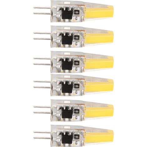 6 ampoules LED G4 COB 6W 500LM en silicone, économie d'énergie pour plafonnier, lampe murale et lampe de table, 220V blanc chaud (1/5)