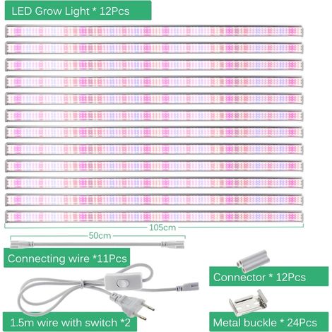 Filiyano – Lampe horticole à spectre complet, 105 cm, LED SMD2835 basse consommation, lot de 12 (105 cm).
