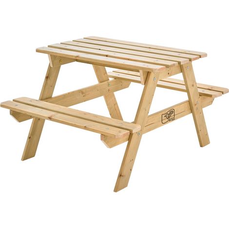 Tp Toys – Table pique-nique pour enfant en bois FSC – Dimensions 90 x 70 x 50 cm – 2 bancs confortables – Pour 4 enfants