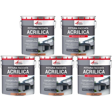 Pittura acrilica per esterni: per facciate esterne e stucco - ARCAFAÇADE RENOV - 5 x 10 L Ocra - RAL 050 60 40 - ARCANE INDUSTRIES