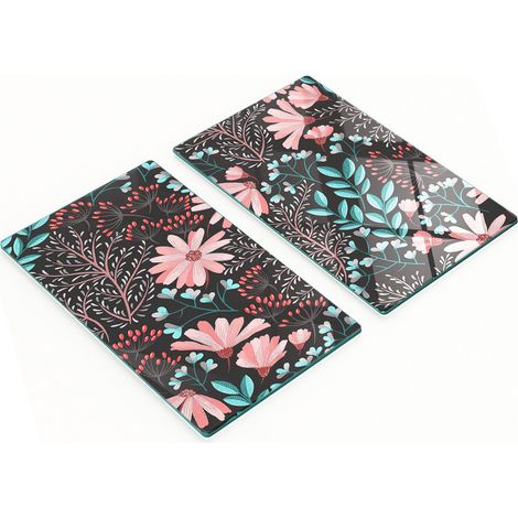 Tablas de cortar decorativas de vidrio templado con diseño de flores primaverales, 2x30x52 cm. (1/5)