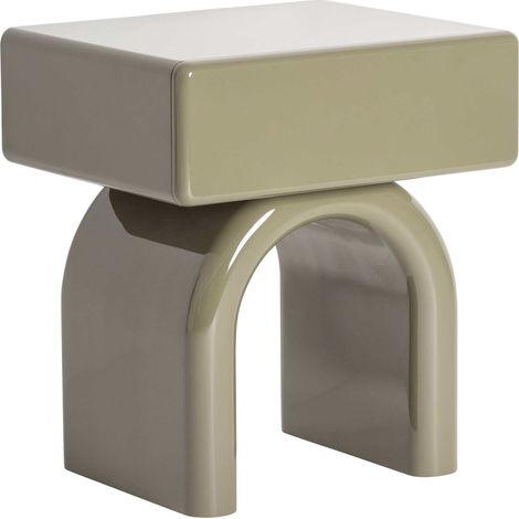 Table de chevet contemporaine verte finition brillante en bois mdf - Vert brillant contemporain (1/5)