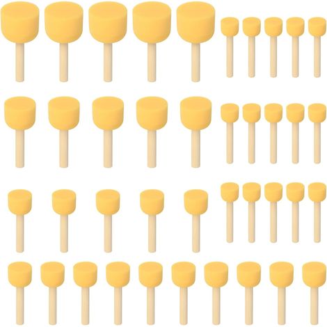40 Pièces Pinceau en Mousse, Pinceaux Éponge Peinture avec Manche Bois, pour Peinture Art Artisanat Poterie Graffiti - 4 Tailles (1/5)