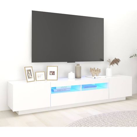 vidaXL Mueble para TV con luces LED blanco 200x35x40 cm (1/5)