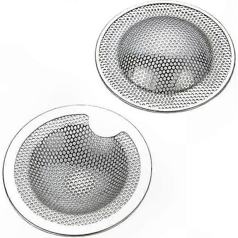 Lot de 2 Passoires d'Évier en Inox pour Cuisine, Salle de Bains et Douche - Filtre Universel, 3 Tailles Disponibles, Modèle Petit (S) (1/5)