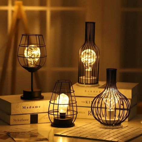 Lampe à poser vintage 'Carafe' LED sans fil 3000K blanc chaud - métal 16x16x25 cm, piles (1/4)