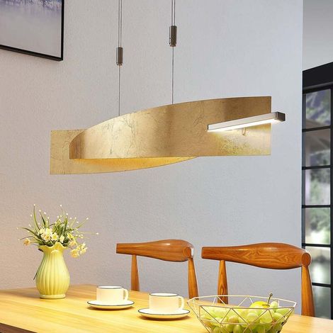 [GEBRAUCHT] B-Ware Lucande Hängeleuchte Pendelleuchte Marija LED dimmbar goldfarben 101cm Leuchte (1/2)