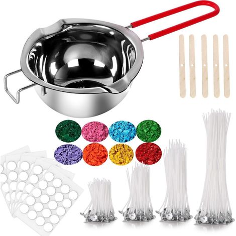 Kerzen selber machen Set mit Edelstahl Schmelztopf & 8 Farben (1/4)