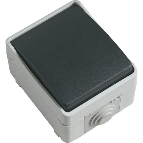 Interrupteur simple de surmonter Mod.3621 étanche IP54 de tension maximale 230 V Bouton anti-humidité adapté pour extérieur et intérieur Idéal pour terrasses, jardins, garages ou débarras (1/4)