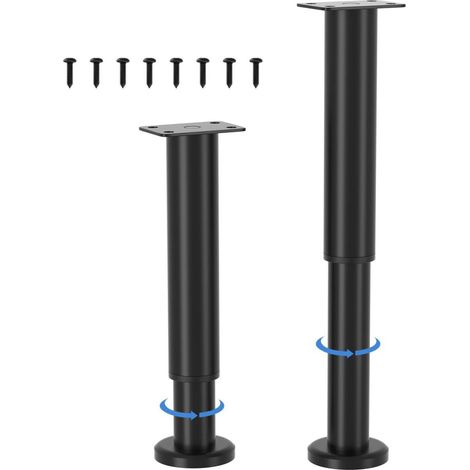 Pieds De Meuble - Réglables En Hauteur 18-30 Cm - En Métal - Noir - Pour Armoires Bancs Tables Chaises Meubles De Salle De Bain - Lot De 2 (1/5)