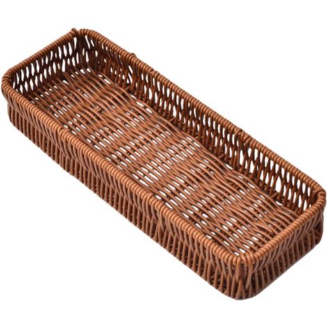 panier de rangement évidé - boîte de rangement de bureau en rotin imitation - panier de rangement pour vaisselle - 31115 cm - couleur café - 1 pièce (1/5)