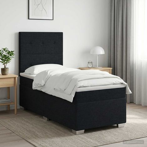 Lit boxspring avec matelas Noir 90 x 190 cm Tissu (1/5)