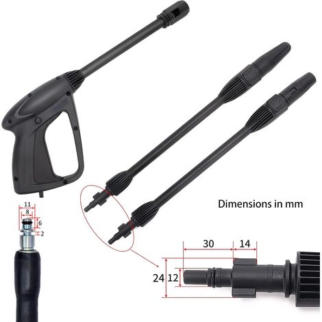 Pistola di ricambio per idropulitrice ad alta pressione con lancia a getto variabile e lancia rotante, compatibile con vari modelli - ALTRO (1/3)