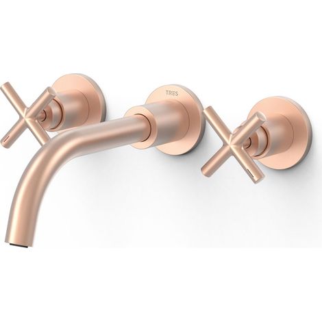 TRES 28330002OPM MONT BLANC Grifo Bimando Empotrado Para Lavabo Oro Rosa Mate (1/2)