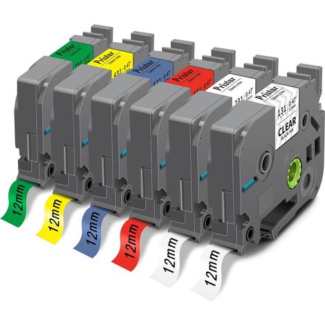 6X Compatible para Brother TZe-131 TZe-231 TZe-431 TZe-531 TZe-631 TZe-731 Cinta Tz para Brother PT H107B P710bt H100LB E110 H100R D210 H200 H110 D400 1000 1250 H101C D200 D600VP (1/5)