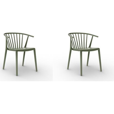 Set 2 sillas interior, exterior gris verdoso WOODY Resol