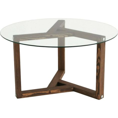Dmora - Tavolino da salotto Luigia, Tavolo basso da caffè, Portariviste per divano, Ripiano da soggiorno, 75x75h40 cm, Noce (1/5)