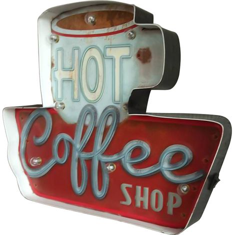 Panneau métallique en relief pour café, décor Vintage avec lumières LED, décorations murales pour café, restaurant, cuisine (1/5)