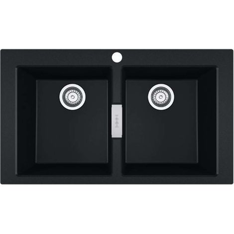 Franke Sirius 2.0 - Fregadero de tectonite S2D 620-86, 86x50 cm, negro 143.0637.161