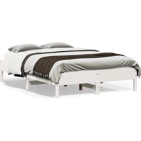 vidaXL Bed Frame without Mattress White 140x190 cm Solid Wood Pine (1/5)