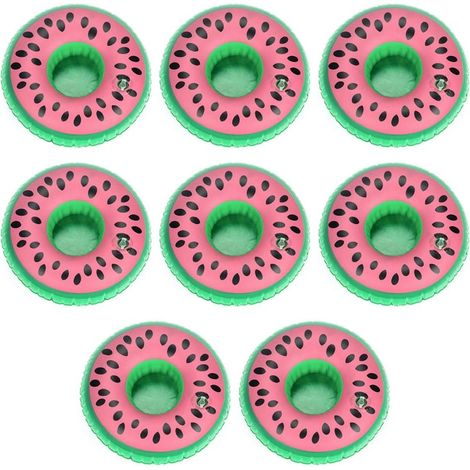 Lot de 8 porte-gobelets gonflables flottants, sous-verres gonflables en forme de pastèque (1/5)