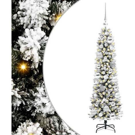 Sapin de Noël artificiel blanc, 120 cm de haut, en PVC, métal et plastique. (1/5)