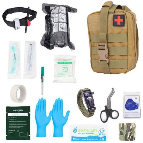 Kit d'urgence extérieur, trousse de premiers secours individuelle, kit de sauvetage portable, kit tactique de sauvetage et de protection, ensemble de 16 pièces (1/2)