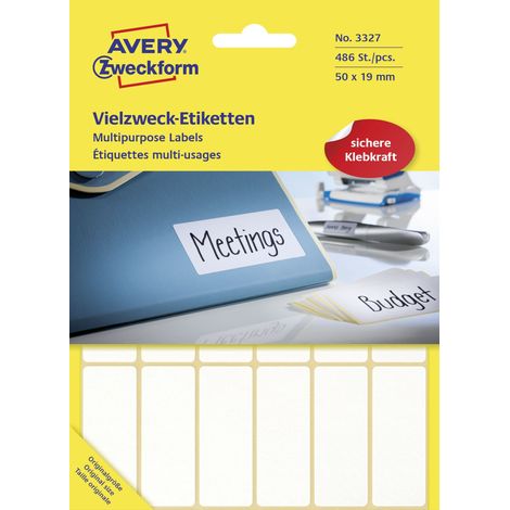 Universaletikett 50 x 19 mm (B x H) nicht wieder ablösbar Papier weiß 486 Etik./Pack. (1/5)