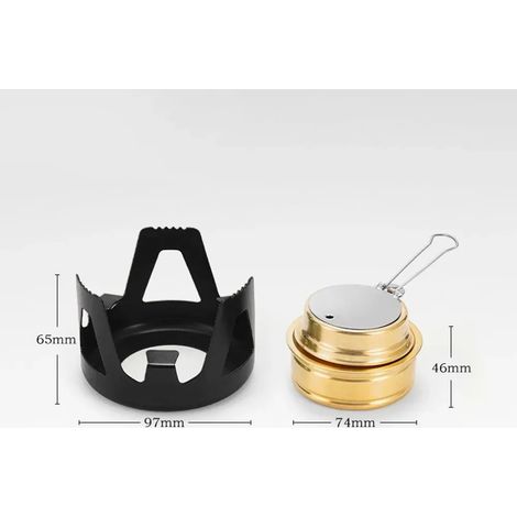 Réchaud à gaz de camping robuste et durable, puissance de feu réglable, mini réchaud à alcool portable, support en alliage d'aluminium, idéal pour les pique-niques en plein air. (1/5)